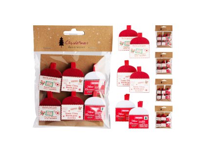 dekorace kolicky drevene s vanocni obalkou mix designu sada 6ks
