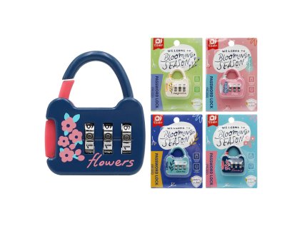 3mistny zamek na kufrik mix barev motivu kvetouci jari