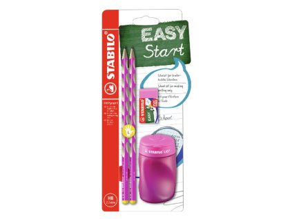 skolni set pro levaky tuzka stabilo easygraph s v ruzove barve gumy a struhadla