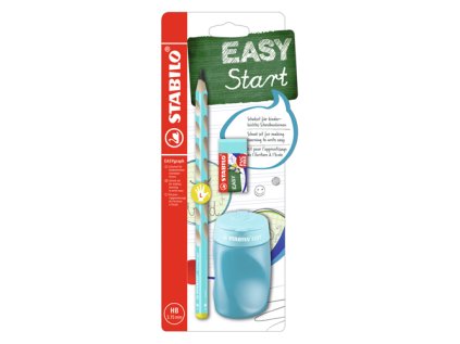 skolni set pro levaky tuzka stabilo easygraph v modre barve guma a orezavatko