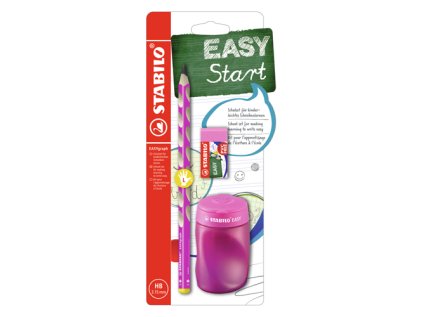 skolni set pro levaky tuzka stabilo easygraph v ruzove barve guma a orezavatko