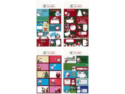 sada vanocnich samolepek se jmenovkou na darky mix cena 1 bal