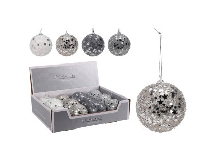 vanocni koule 80 mm trpytiva stribrna mix vzoru cena 1 ks