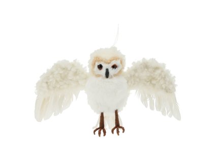 dekorace zavesna bila sova 20 cm