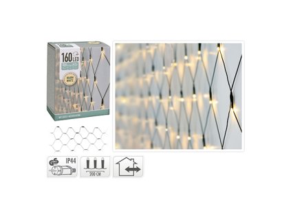 svetelna retez sit 160 led bila tepla delka 2x1 m 230v venk pouziti