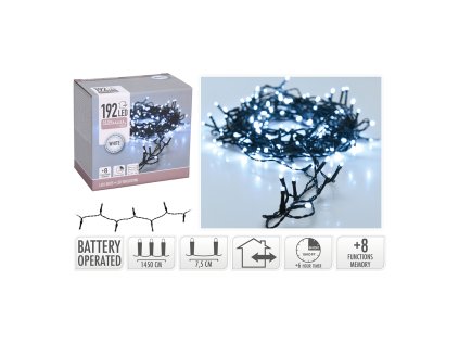 svetelny retez 192 led bila studena delka 14 5 m baterie 1 5v