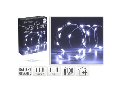 svetelny retez 100 led studena bila delka 495 cm