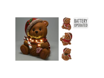 figurka medveda s vanocni cepici 29 cm a led svetlem 3 varianty