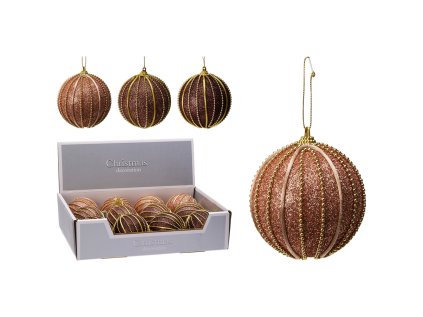 vanocni koule 80 mm trpytiva zdobena goralkami mix 3 barev cena 1 ks