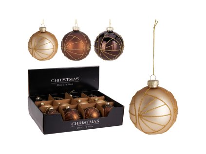 vanocni koule 80 mm trpytivy zlaty dekor mix 3 barev cena 1 ks