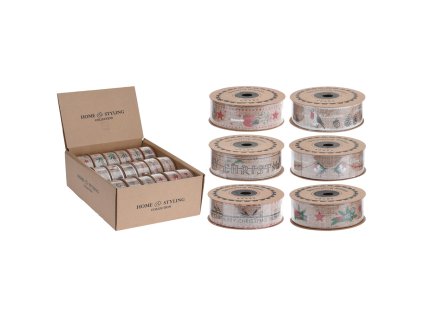 dekoracni stuha 25x5000 mm z potistene juty mix 6 vzoru cena 1 ks
