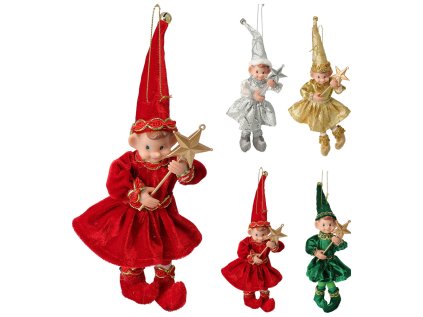 vanocni ozdoba skritek 19 cm s pohyblivymi koncetinami 4 barvy cena za 1 ks