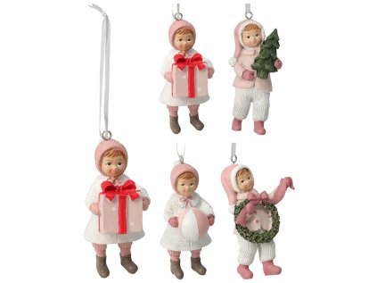 vanocni figurka chlapec divka 90 mm na zaveseni mix 4 vzoru cena za 1 ks