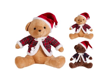 medvidek s vanocni cepici 35 cm mix 3 barev cena za 1 ks