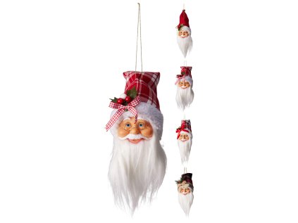 vanocni ozdoba mikulasova hlava s vousy 35 cm na zaveseni 4 varianty cena je za 1 kus
