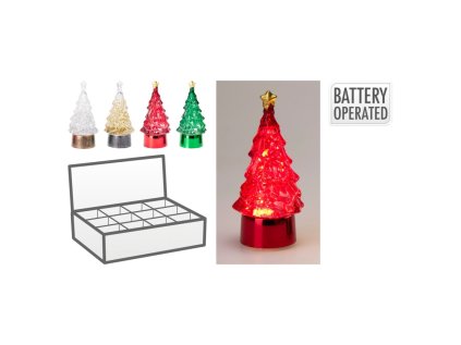 vanocni stromek 12 cm s led svetlem zatresenim snezi uvnitr mix 1 ks