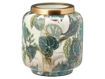 vaza 155 mm s potiskem zelenych listu dzungle a zlatym lemovanim