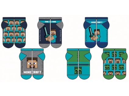 CHLAPECKÉ KOTNÍČKOVÉ PONOŽKY MINECRAFT SADA 3 KS (Velikost 23/26)