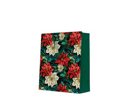 darkova taska velka poinsettia on black 26 5x13x33 5 cm