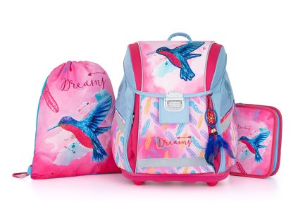 Oxybag Školní sada set 3ks PREMIUM LIGHT Kolibřík s batoh, penál, sáček set vhodný i pro prvňáčky 0-59623