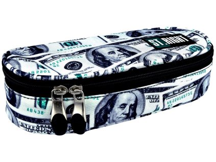 Penál oválný, St.RIGHT - DOLLARS, rozměry: 6 x 23 x 9,5 cm