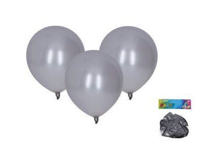 Balónek nafukovací 30cm - sada 10ks, metalický stříbrný