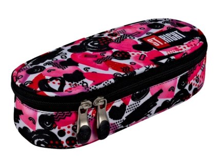 Penál oválný St.RIGHT - HEARTS, PC-01, rozměry: 23 x 9,5 x 6 cm