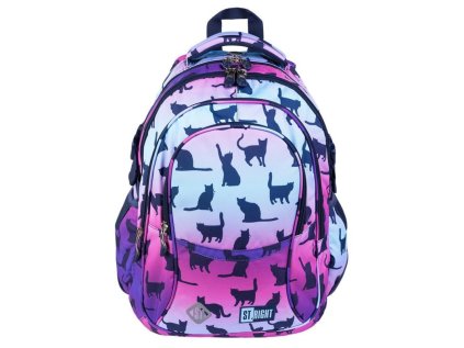 Studentský batoh St.RIGHT -Night Cats 4 komorový, BP1, rozměry: 42 x 32 x 21 cm