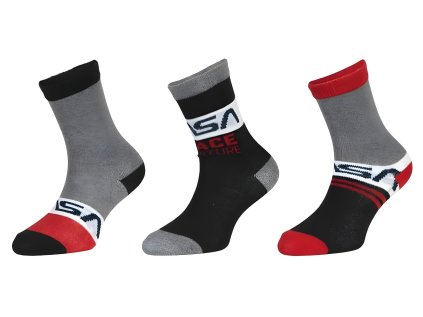 SADA 3 KS PONOŽKY NASA Erv 39133-1 šedo - červené (Velikost 23-26)