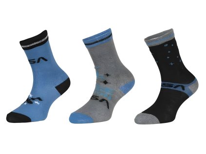 SADA 3 KS PONOŽKY NASA Erv 39133-2 šedo - modré (Velikost 23-26)