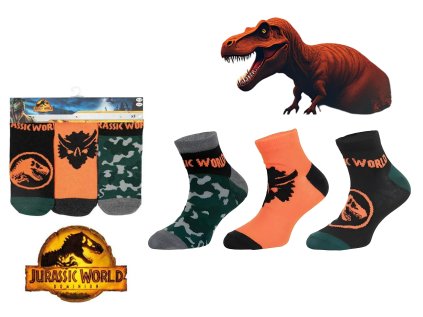 SADA 3 KS PONOŽKY JURSKÝ SVĚT Erv 39266-2 orange (Velikost 23-26)