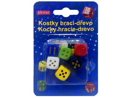 Hrací kostky dřevěné 1,6 cm 6 ks