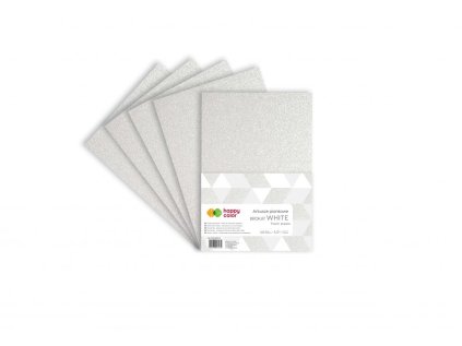Pěnové archy A4 5 ks brokátové bílé