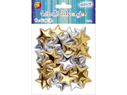 Hvězdičky k dekoraci stříbrný a zlatý mix 40 ks