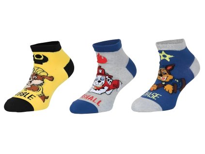 SADA 3 KS PONOŽKY TLAPKOVÁ PATROLA Erv 39526-2 grey-yellow (Velikost 23-26)