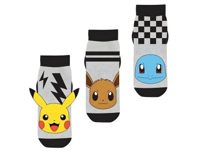 SADA 3 KS PONOŽKY POKÉMON Erv 40277-1 grey-black (Velikost 23-26)