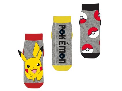 SADA 3 KS PONOŽKY POKÉMON Erv 40277-2 red-yellow-grey (Velikost 23-26)