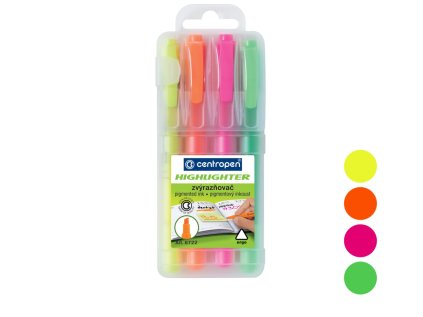 Zvýrazňovač Centropen 8722, sada 4 barev