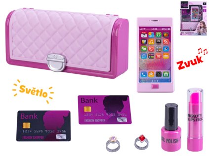 Kabelka 18,5x8cm s telefonem na baterie se světlem a zvukem a doplňky