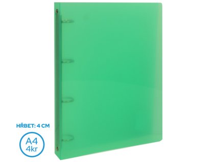 Pořadač LUMA A4/40mm 4 kroužkový zelený