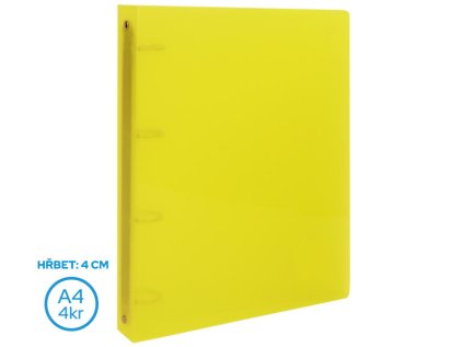 Pořadač LUMA A4/40mm 4 kroužkový žlutý
