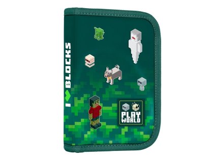 Oxybag Penál 1 p. 2 chlopně, prázdný Playworld ve stylu Minecraft 8-19826