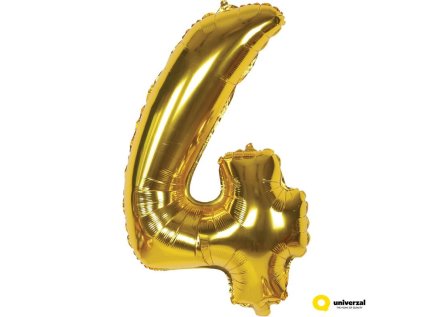 Nafukovací balónek - číslice 4, zlatý, 60 cm