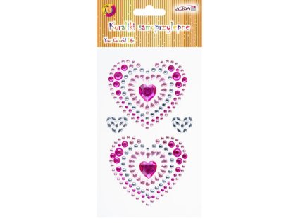 Kamínky samolepící - krystalky na blistru ve tvaru srdíčka