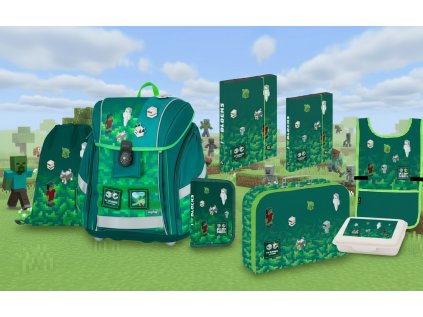 Oxybag Školní set 8ks PREMIUM LIGHT Playworld ve stylu Minecraft sada batoh, penál a doplňky 0-75726/08