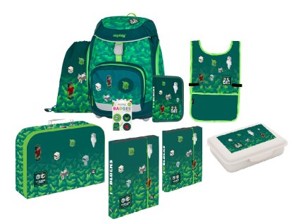 Oxybag Školní set 9ks OXY Sherpy Playworld ve stylu Minecraft sada batoh, penál a doplňky 0-24826/09