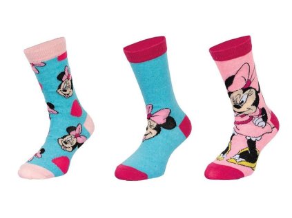 SADA 3 KS PONOŽKY MINNIE Erv 39717-1 tyrkysové (Velikost 23-26)