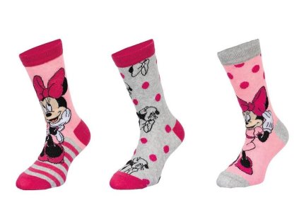 SADA 3 KS PONOŽKY MINNIE Erv 39717-2 šedé (Velikost 23-26)
