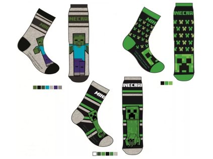 CHLAPECKÉ PONOŽKY MINECRAFT SADA 3 KS (Velikost 27/30)