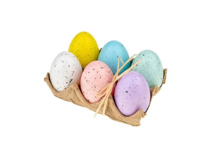 Velikonoční dekorace - slepičí vajíčka 6 cm 6 ks barevné